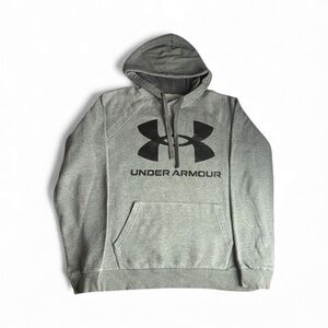 Under Armour Men's Rival Fleece Logo Pullover Gray Hoodie Kanga pocket Cotton L